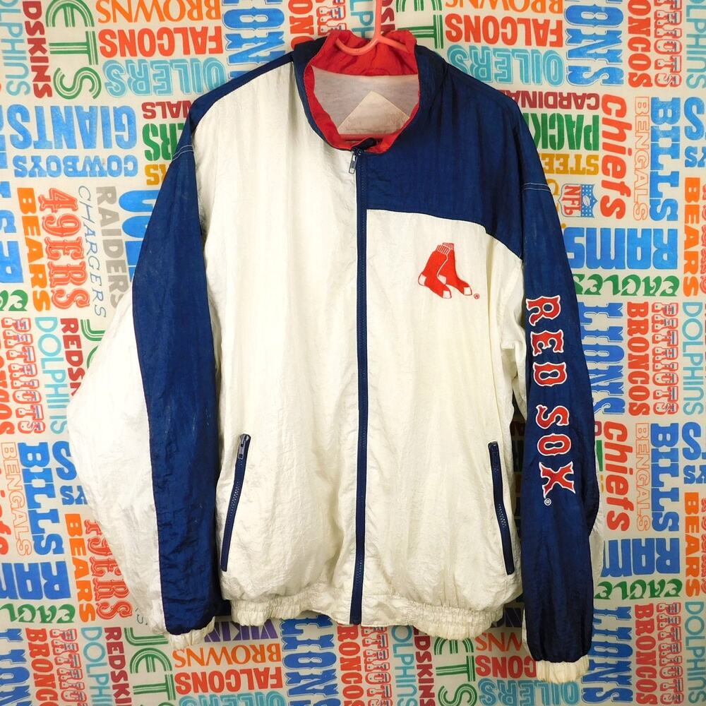 Vintage 90s Boston Red Sox Windbreaker Jacket Size L MLB Genuine Merchandise